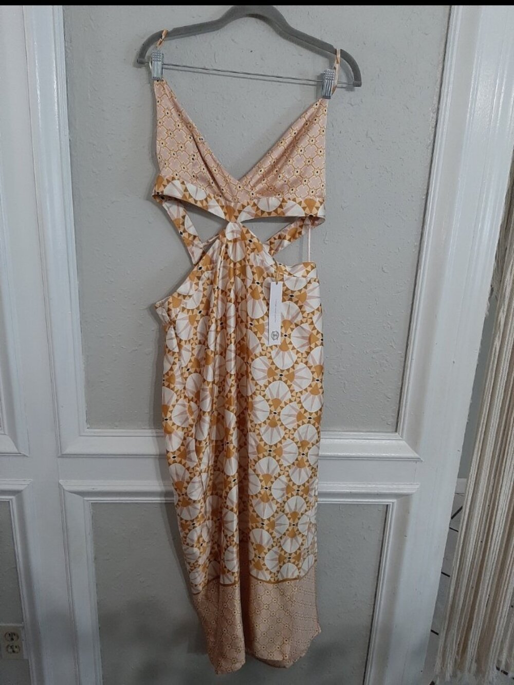 House of Harlow 1960 maxi dress 60s 70s vintage inspired boho fans large nwt - Picture 1 of 8